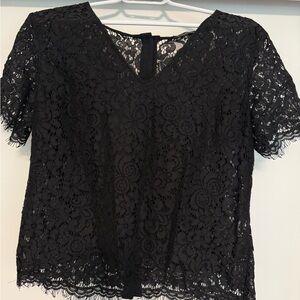 Dynamite Black Floral Lace Short Sleeve Top